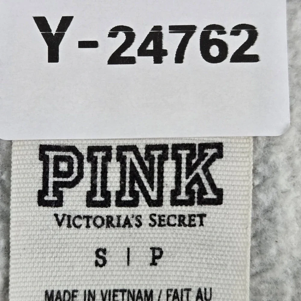 Victoria's Secret PINK‎ Women Hoodie S Black Graphic Print Logo Zipper